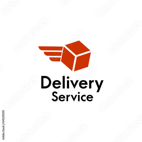 delivery service logo design. speed express box with wing vector logotype