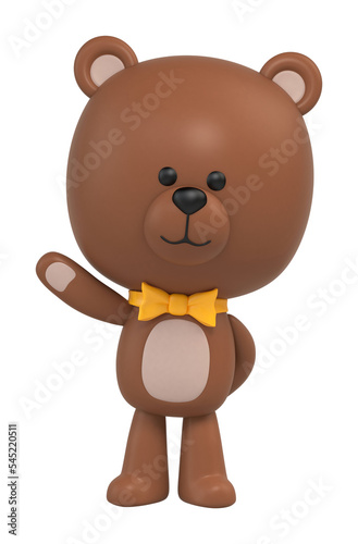 Cute teddy bear posing. 3d illustration