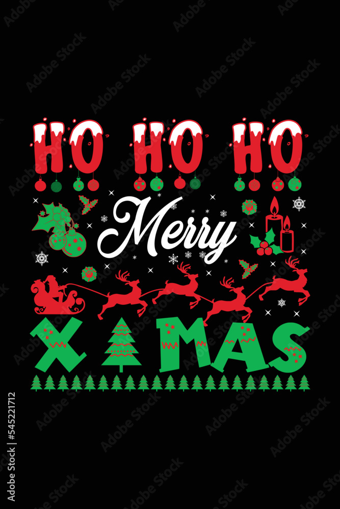 Ho HO HO Merry X-Mas T-Shirt, Christmas Typography T-Shirt, Santa T-shirt Design, Christmas Sweaters, Ugly, Christmas T-Shirts Amazon.