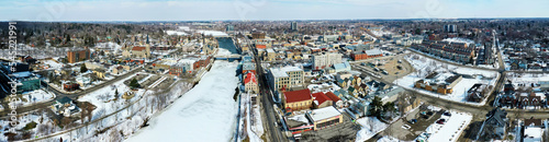Aerial panorama view of Cambridge, Ontario, Canada in winter © Harold Stiver