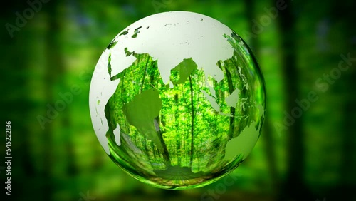 3D 4k rotating Earth, forest in background. Elements of this image furnished by NASA