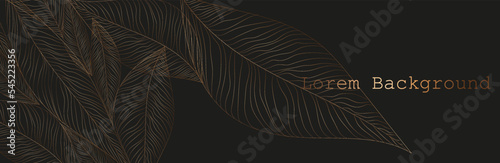 Vector banners with gold  leaves on a dark background. Exotic wallpaper. vector illustration. Luxury items.