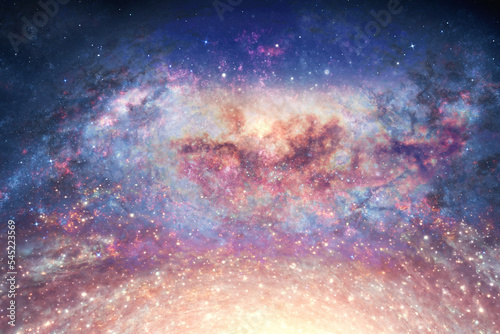 Fototapeta Naklejka Na Ścianę i Meble -  Night sky with space nebula, glowing stars and magical galaxy
