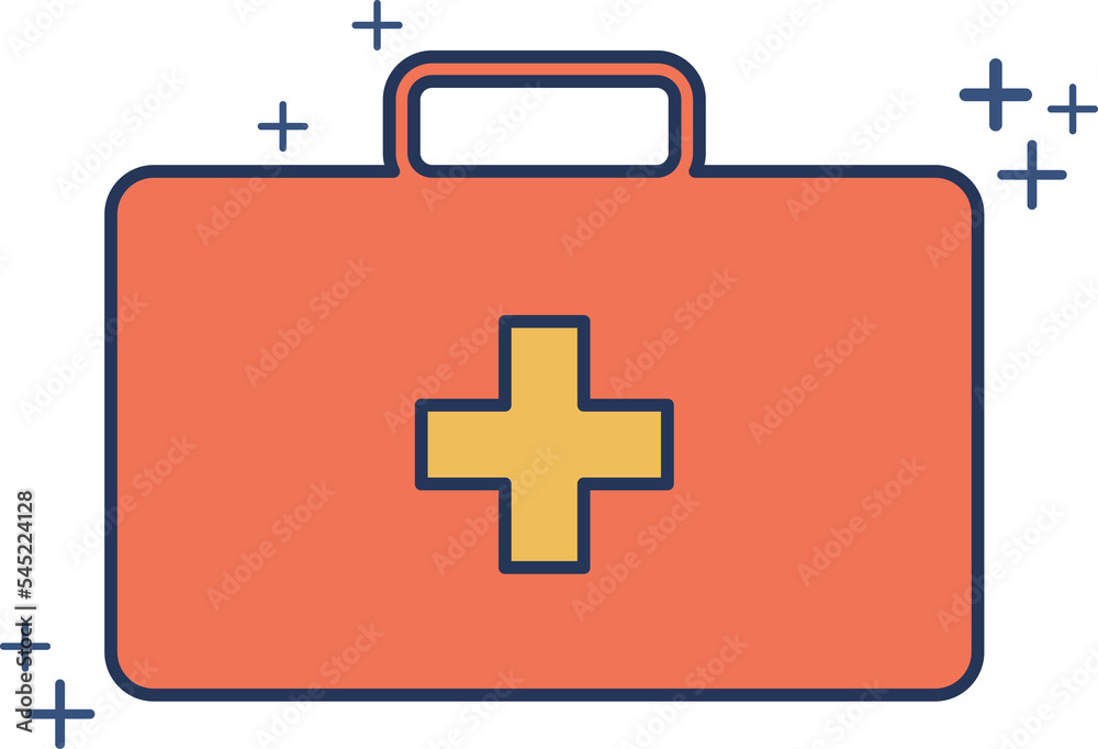 First aid kit icon illustration glyph style design with color and plus sign. First aid kit icon illustration glyph style design with color and plus sign.