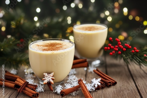 AI-Generated Image of an Eggnog Christmas Drink With Cinnamon