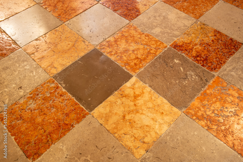 Background with square tiled floor