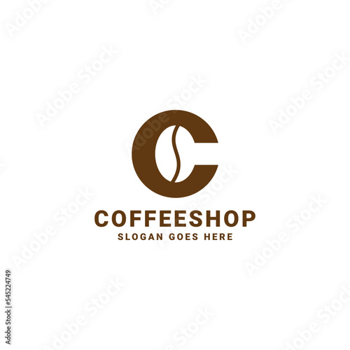 Letter C Coffee simple logo design vector