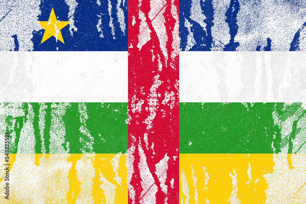 Central african republic flag painted on old distressed concrete wall background
