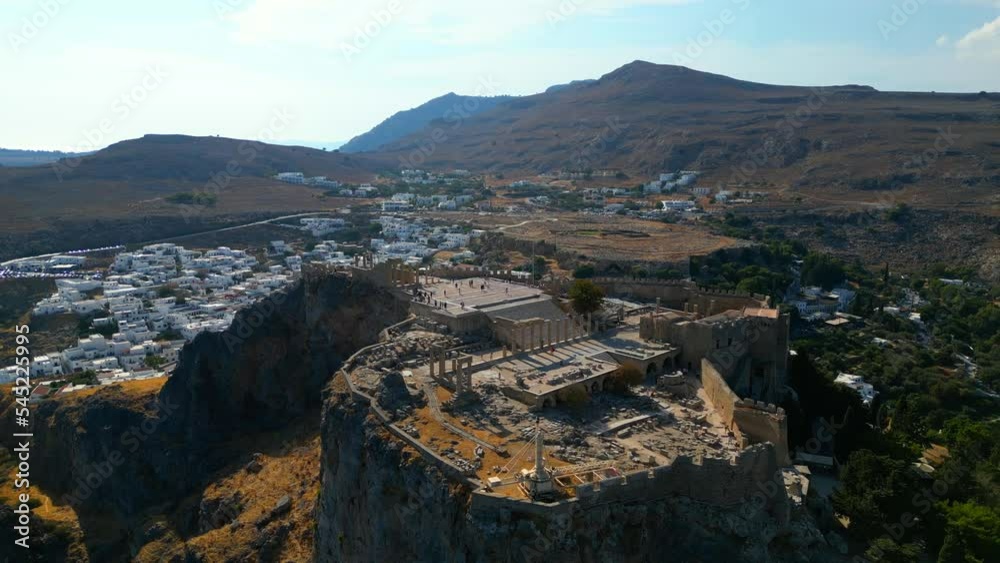 Lindos is a town on the Greek island of Rhodes. It’s known for its clifftop acropolis, which features monumental 4th-century gates and reliefs from about 280 B.C. Lindos is a town on the Greek island of Rhodes. It’s known for its clifftop acropolis, which features monumental 4th-century gates and reliefs from about 280 B.C.