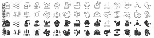 Skin care and cosmetic line excellent icons collection in two different styles. Thin outline icons pack. Vector illustration eps10