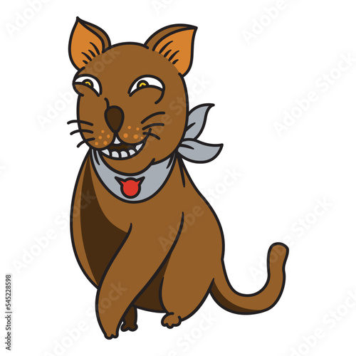 evil brown cat smiling