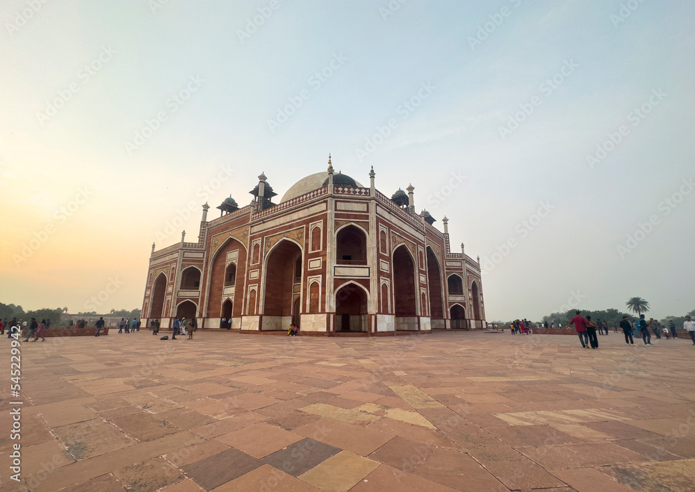 Humanyu Tomb Monument in New Delhi india image built in 1754 for Nawab Safdarjung Front View wide angle image