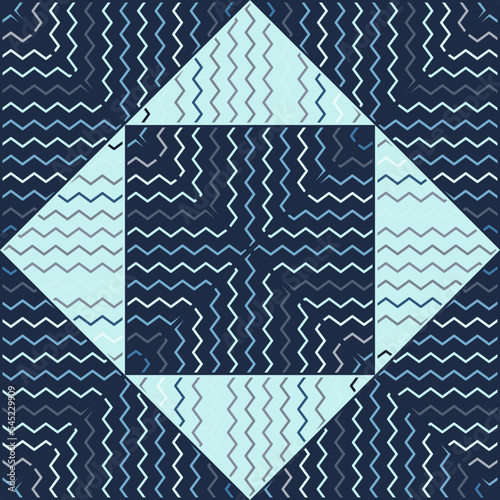 Hand drawn wavy seamless pattern. Abstract zig zag lines mosaic ornament