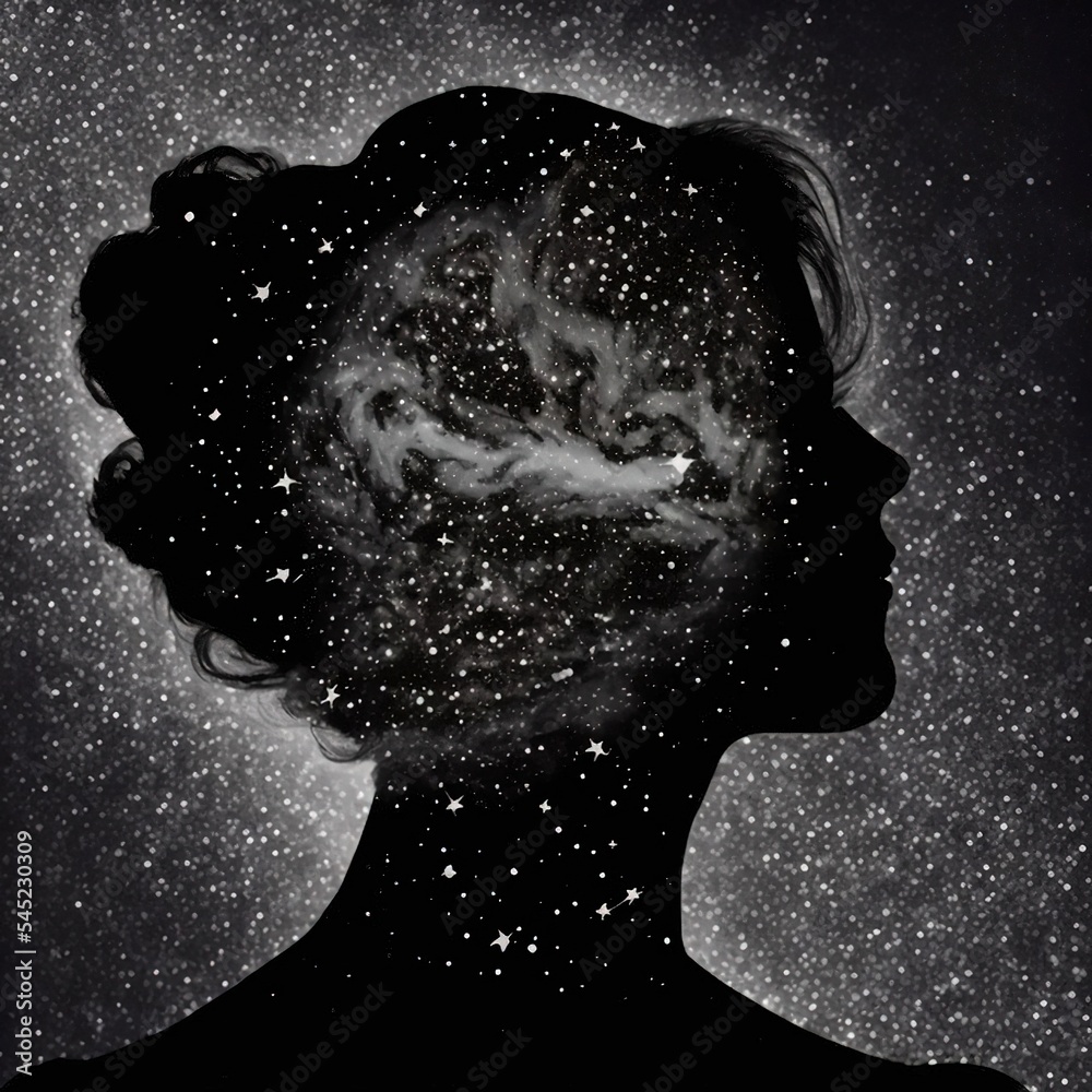 woman silhouette and stars