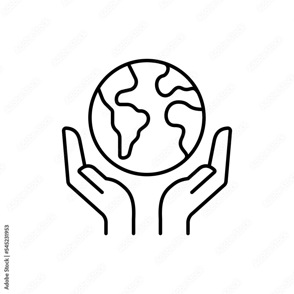 Earth and environment protection concept editable stroke outline icon ...