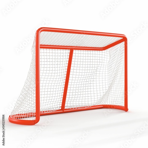 3D render of a red hokey net isolated on a white background