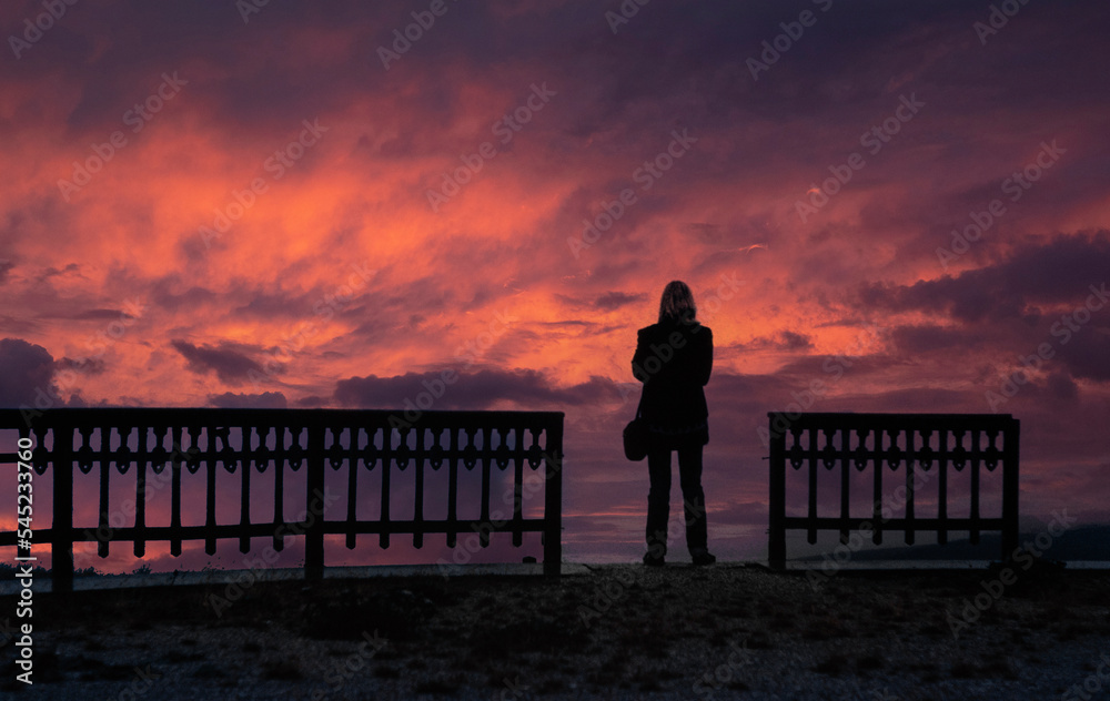 silhouette, woman, italy, lago di gardia, lake garda, evening, sunset, gate silhouette, woman, italy, lago di gardia, lake garda, evening, sunset, gate