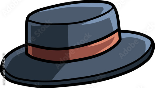 Cartoon-style pork pie hat isolated on a white background.