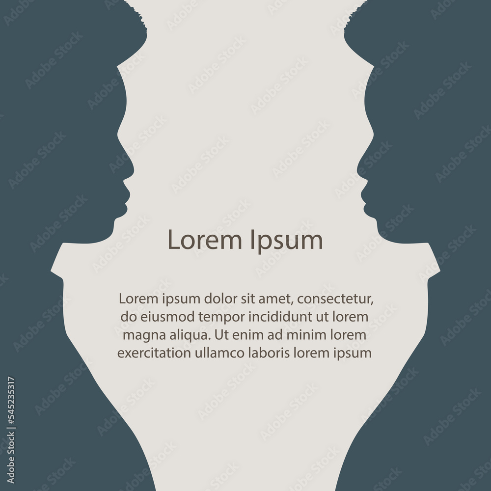 Poster design with two women profile silhouette