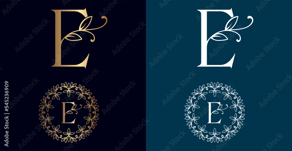 Obraz premium floral logo E letter design