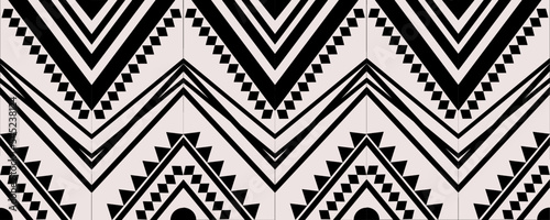 seamless pattern vector black white folk ethnic abstract art tribal  embroidery and mexican style print ornament aztec tapestry design wallpaper clothing wrap fabric covering textile book cover book