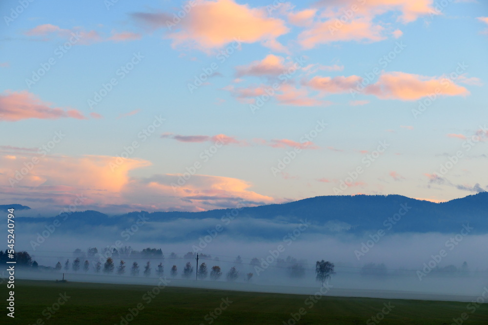 Fototapeta premium Nebel in der herbstlichen Landschaft