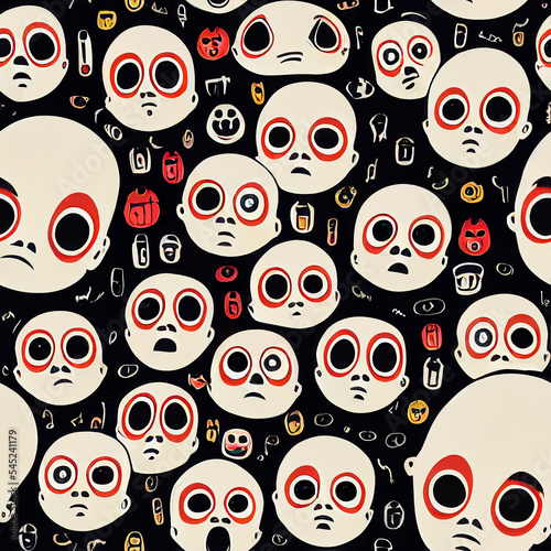 human faces, seamless pattern