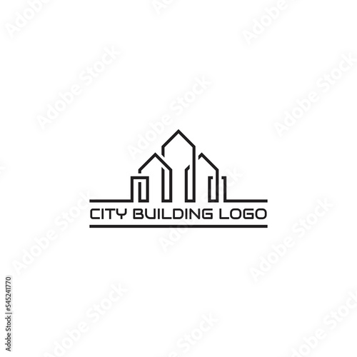 Building logo illustration vector graphic design in line art style. Good for brand, advertising, real estate, construction, house, home, and business card