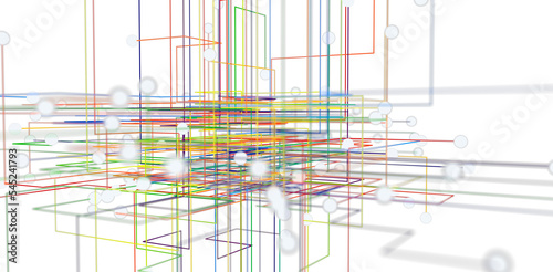 Abstract network of physical devices on the Internet using a network connection with statistics numbers 3d illustration © vegefox.com