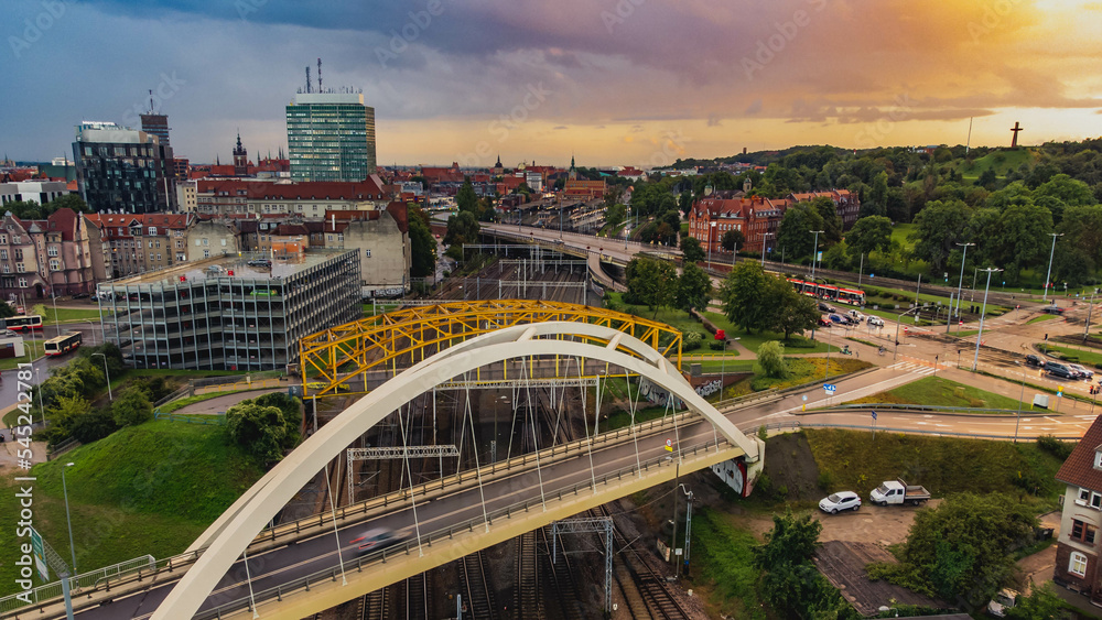Fototapeta premium Panorama of Gdańsk from the side of Wrzeszcz. View from the drone. 