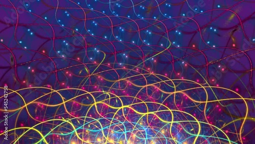 An abstract image of ionic filaments that move smoothly like the surf under water.