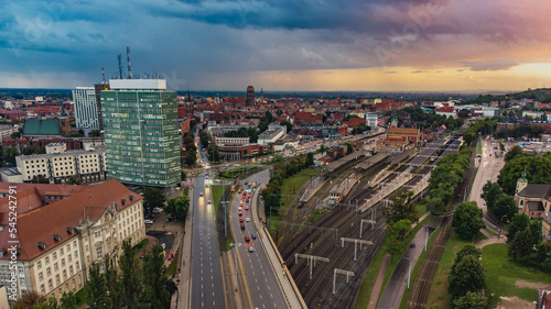 Panorama of Gdańsk from the side of Wrzeszcz. View from the drone. 