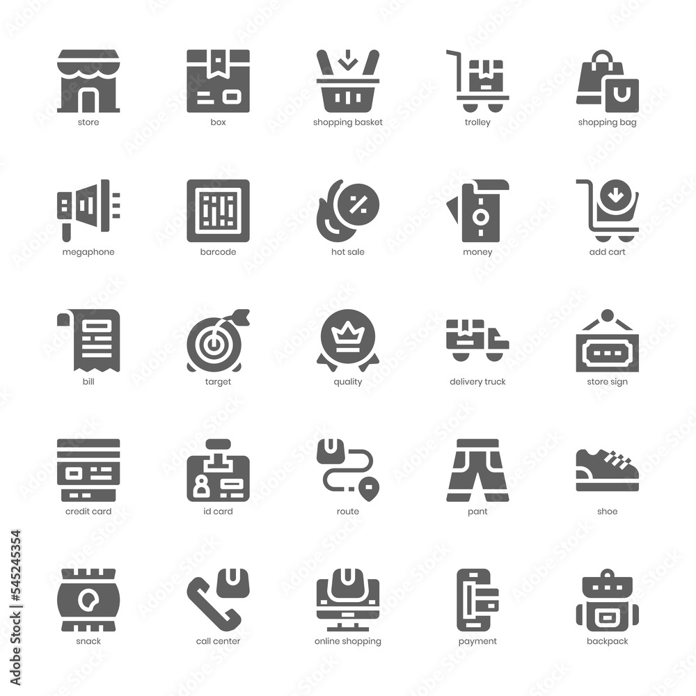 Retail Store icon pack for your website, mobile, presentation, and logo design. Retail Store icon glyph design. Vector graphics illustration and editable stroke. Retail Store icon pack for your website, mobile, presentation, and logo design. Retail Store icon glyph design. Vector graphics illustration and editable stroke.