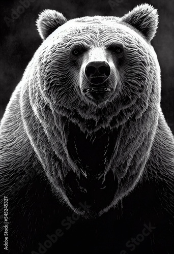 Ai generated bear in black and white