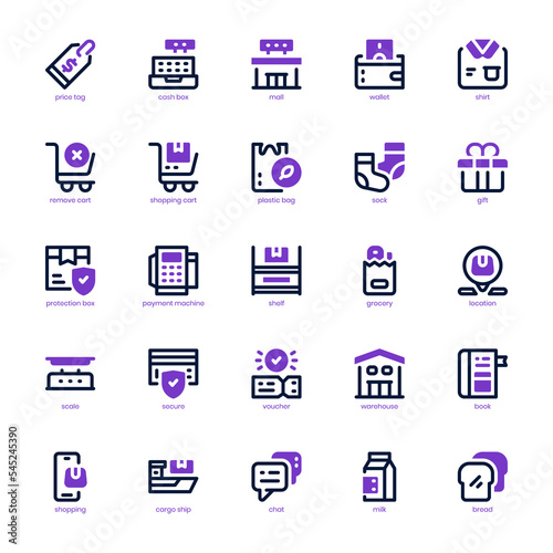 Retail Store icon pack for your website, mobile, presentation, and logo design. Retail Store icon mixed line and solid design. Vector graphics illustration and editable stroke.
