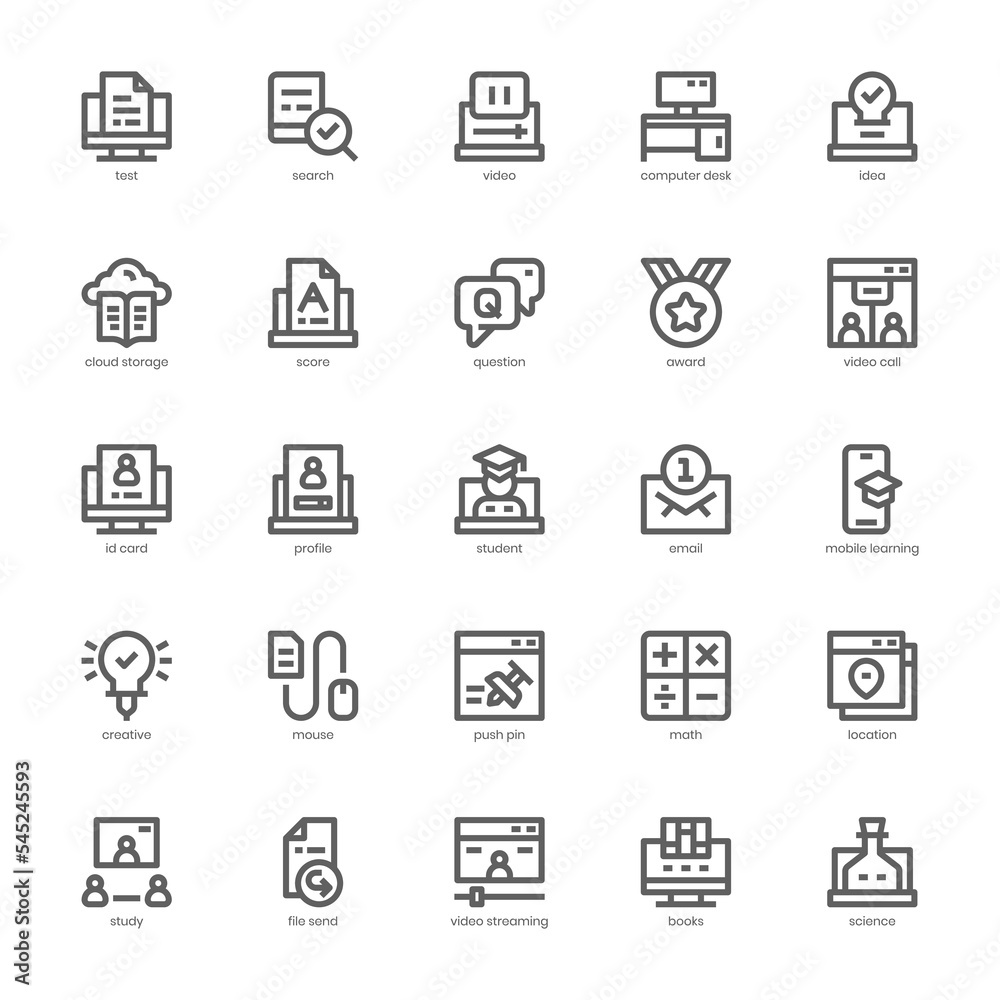 Online Courses icon pack for your website, mobile, presentation, and logo design. Online Courses icon outline design. Vector graphics illustration and editable stroke.