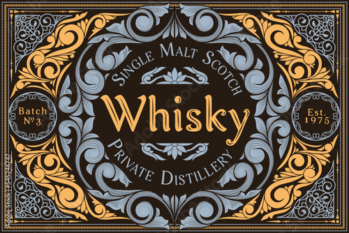Scotch whisky - ornate vintage decorative label