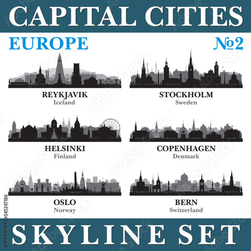 Capital cities skyline set. Europe. Part 2