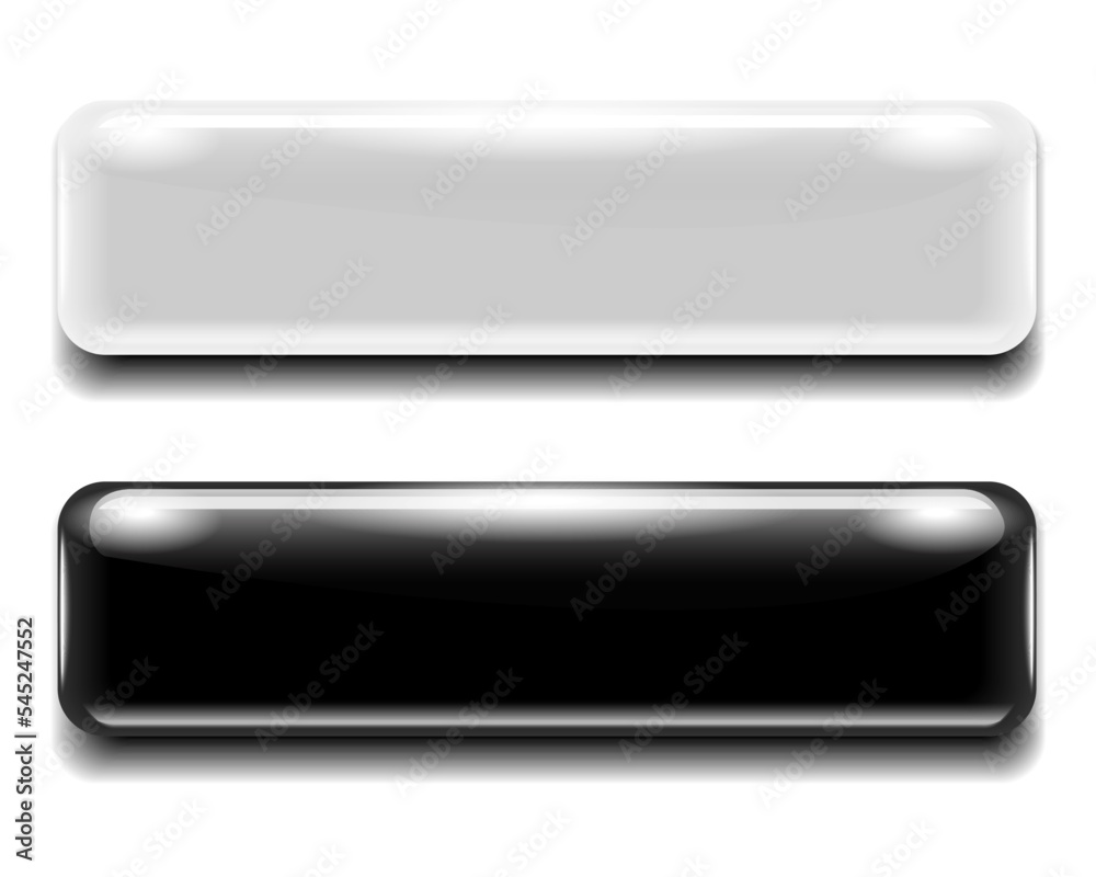 Black and white shiny buttons isolated on white background. 3d rendering Black and white shiny buttons isolated on white background. 3d rendering