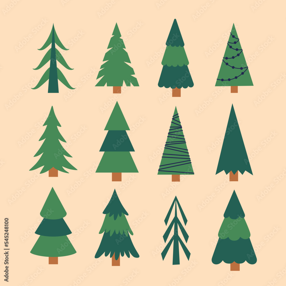 Set with different Christmas trees. Set with different Christmas trees.