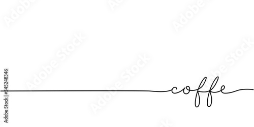Coffe word - continuous one line with word. Minimalistic drawing of phrase illustration.