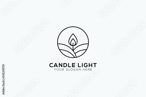 Creative simple minimal line art candle logo vector illustration design.