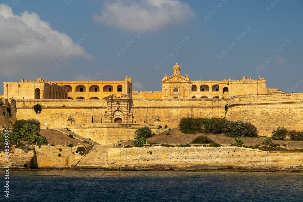 Fort Manoel over  the sea in Valletta Malta