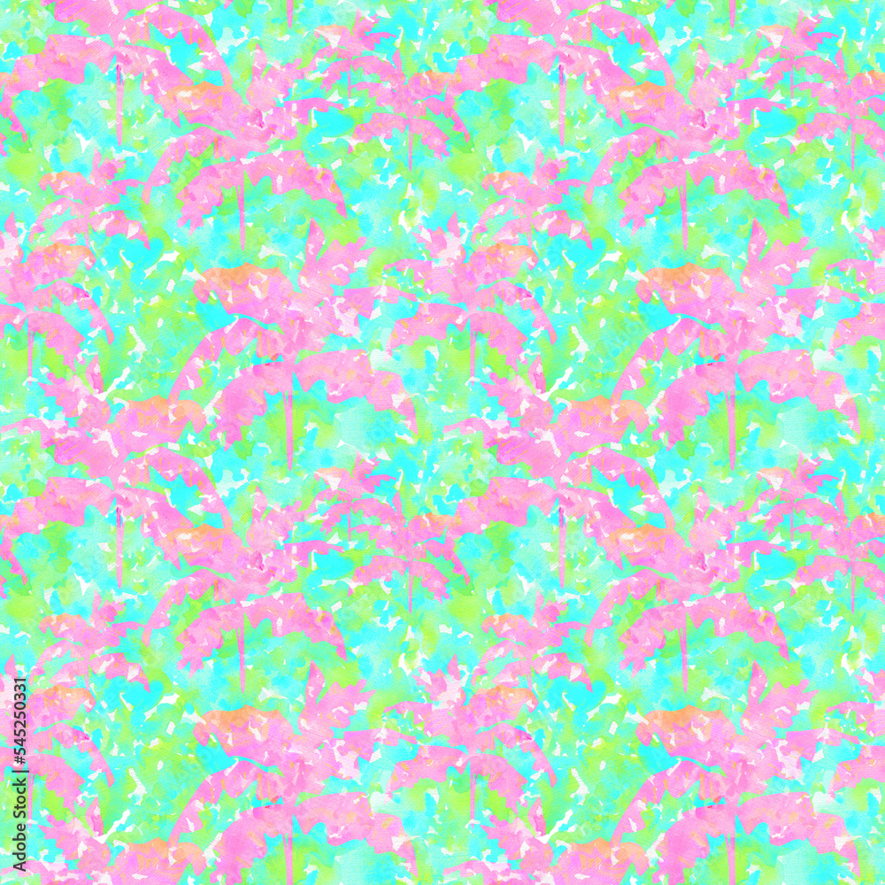 Abstract tropical palm trees silhouettes watercolor seamless pattern Abstract tropical palm trees silhouettes watercolor seamless pattern