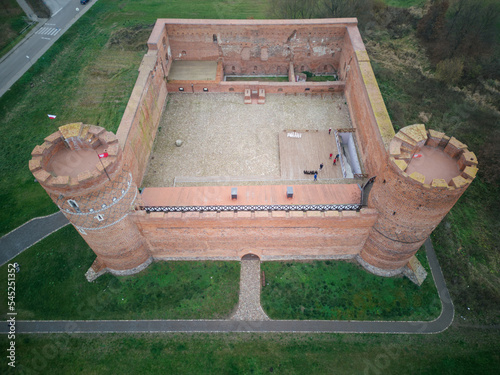 The Castle of the Mazovian Dukes in Ciechanow. Aerial view.  photo