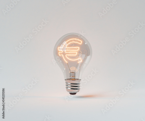 Light bulb with glowing euro sign