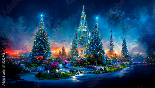 Christmas background and Christmas design 2023. Christmas tree. Holiday. Illustration for advertising postcards and cartoons.