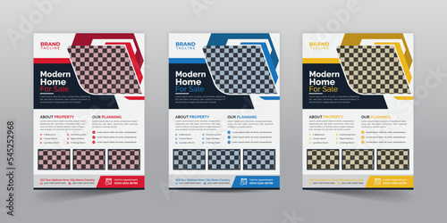 Corporate Real estate flyer template design in vector, real estate agency flyer design with creative shape, real estate flyer, brochure design, cover, annual report, poster template