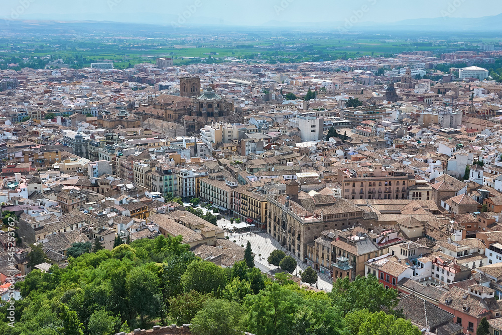 view over Granada in Spain on sunny day