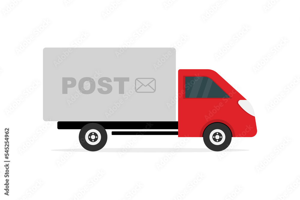 Mail van. Post truck. Cargo truck transportation. Fast delivery or logistic transport. Delivery truck van. Express delivery, shipping, truck icon, quick move. Vector illustration Mail van. Post truck. Cargo truck transportation. Fast delivery or logistic transport. Delivery truck van. Express delivery, shipping, truck icon, quick move. Vector illustration